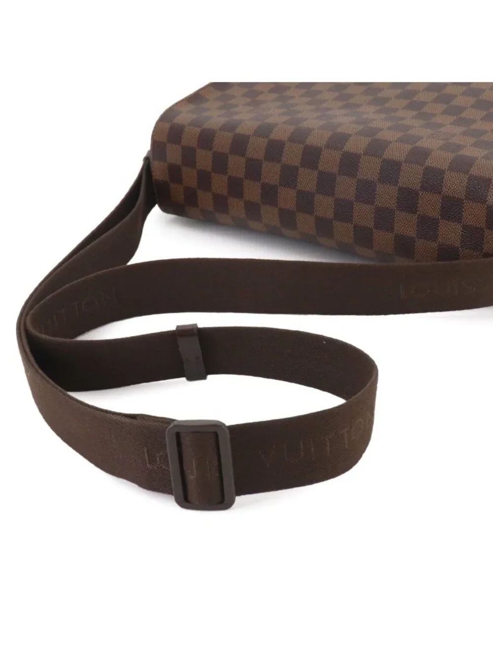 Louis Vuitton Damier Shelton MM Shoulder Bag Ebene Brown Gold